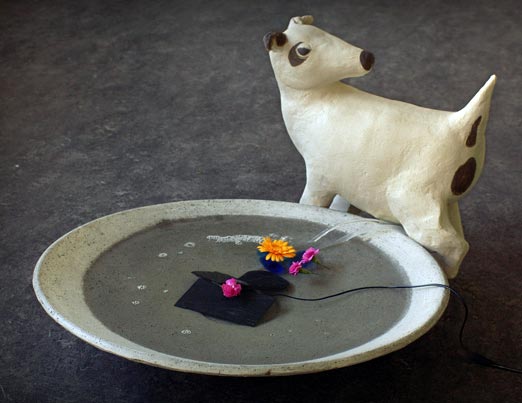 Bird bath and peeing dog, 2007