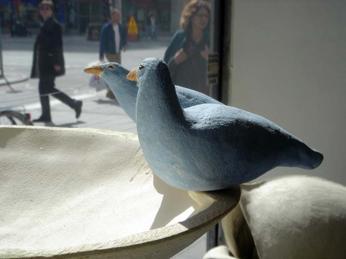 Detail of bird bath, stoneware 2007